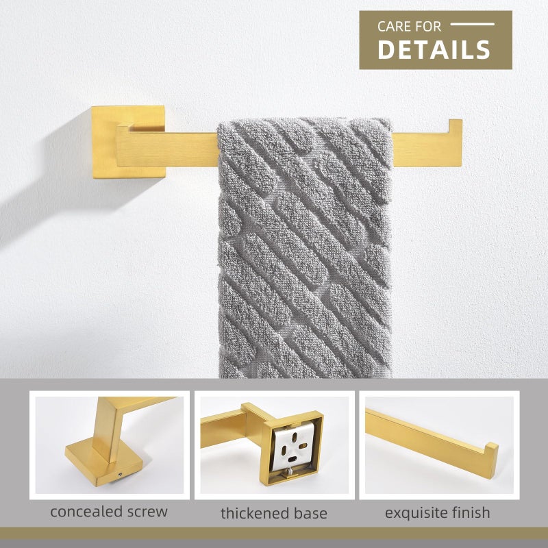 Angle Simple Hand Towel Holder for Bathroom, SUS 304 Stainless Steel Towel Rack Hanger Wall Mounted, Brushed Dark Gold, 10.24 Inches - Image 5